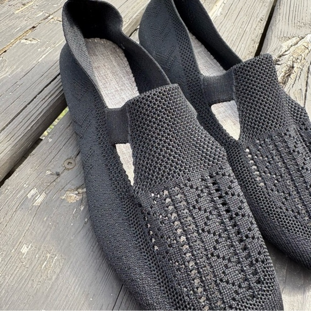 Stylish Black Knit Slip-On Shoes